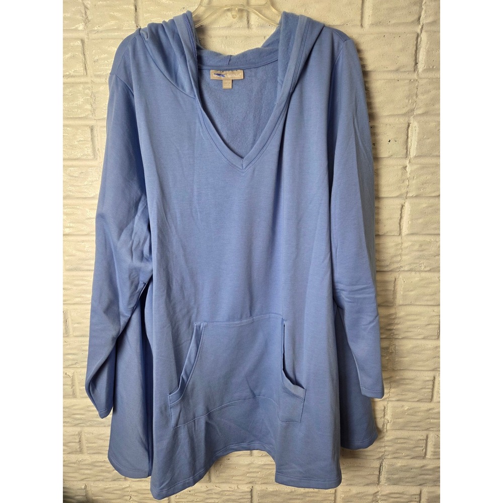 WOMAN WITHIN pullover hoodie Women's size 2X 26/26 Soft Fleece Stretch V neck